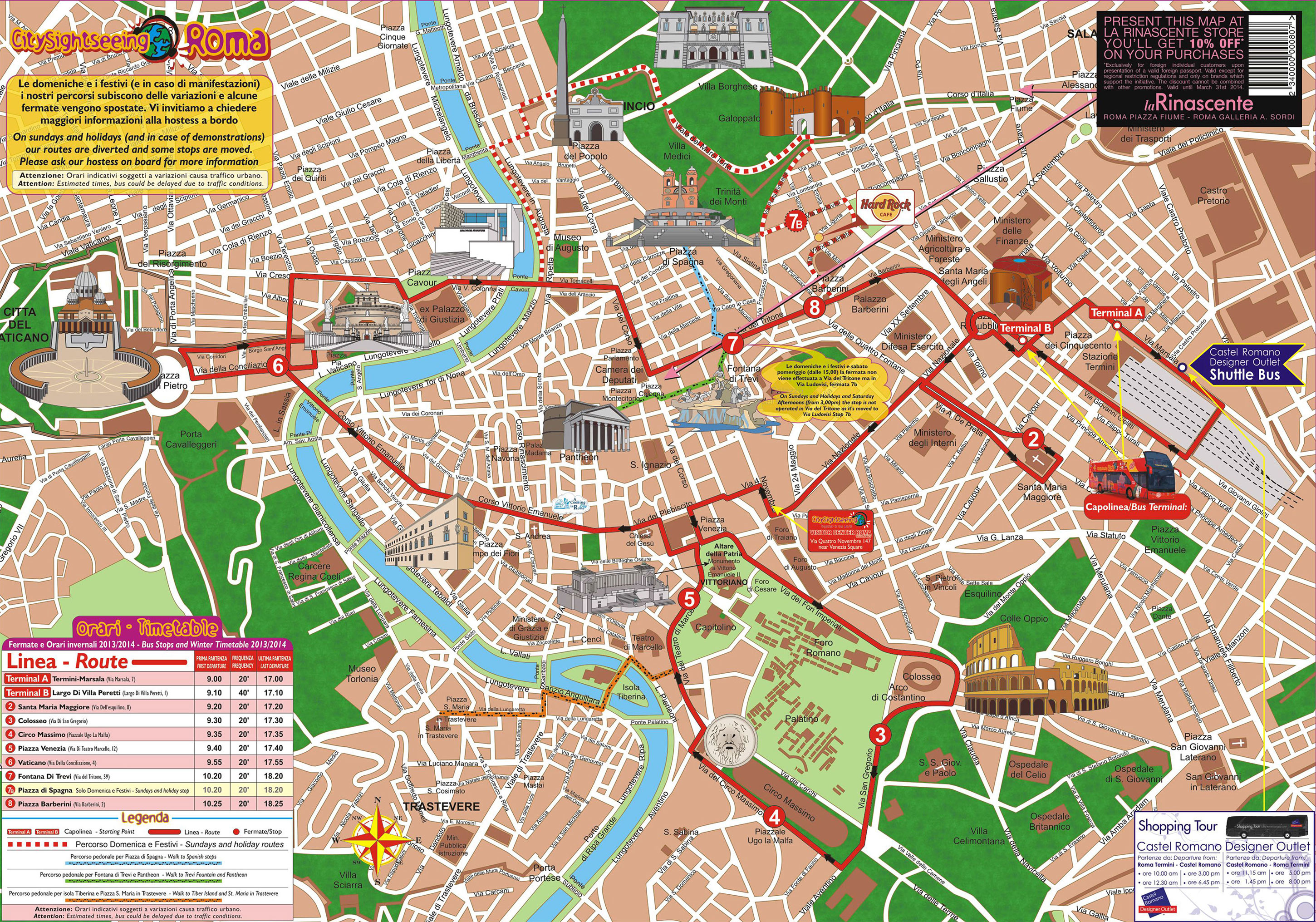 Plano y mapa turistico de Roma : monumentos y tours