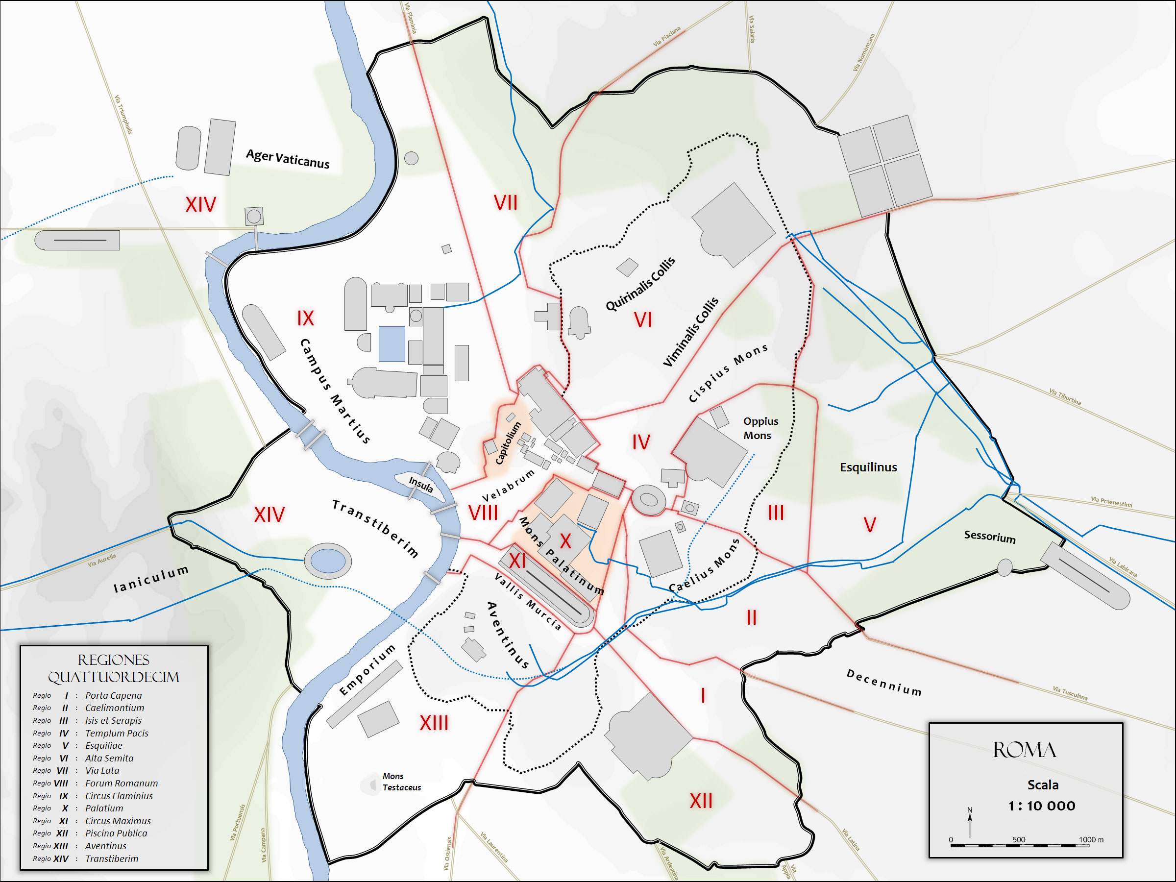 Mapa Y Plano De Los Monumentos De Roma Antigua